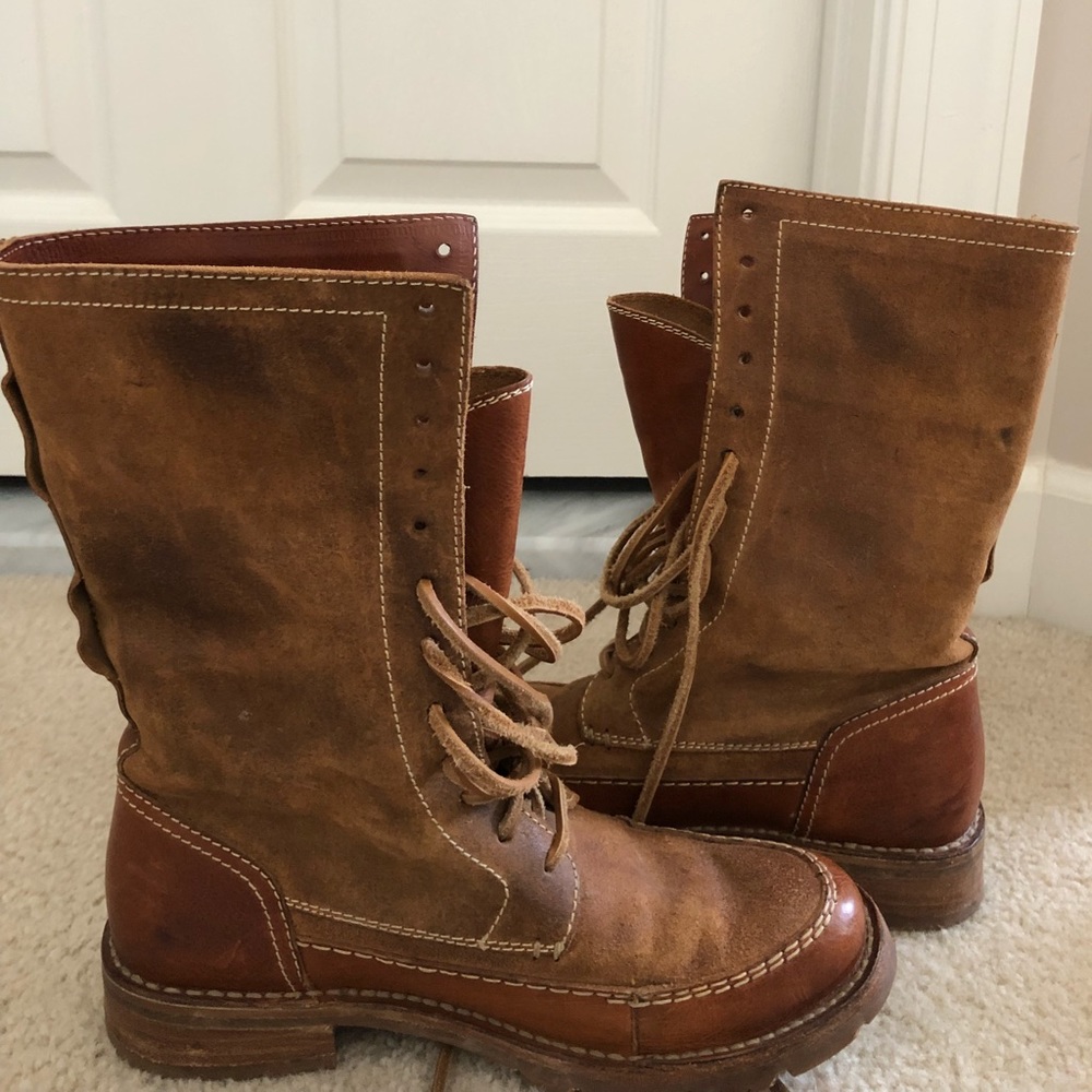 Frye lace up combat boots